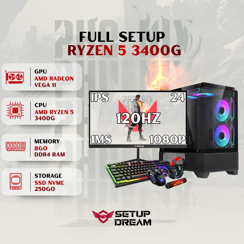 Full Setup Gamer Ryzen 5 3400G