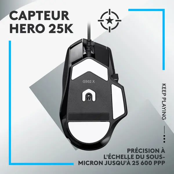 Logitech G G502X Noir | Prix Maroc - Vue 5